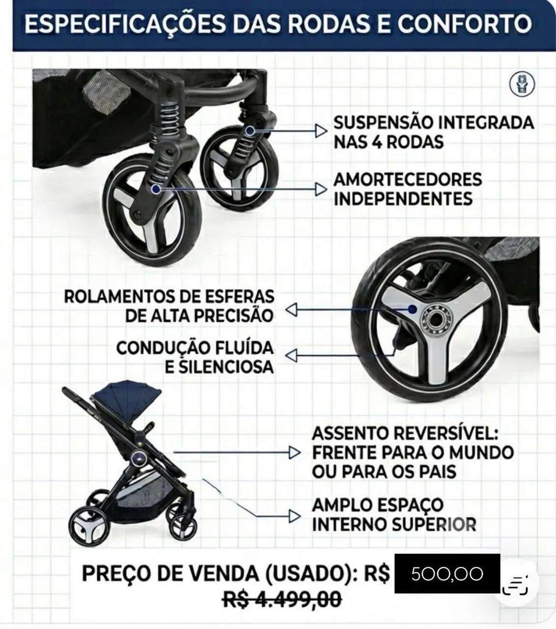 Carrinho de bebê com Moises CHICCO BEST FRIEND