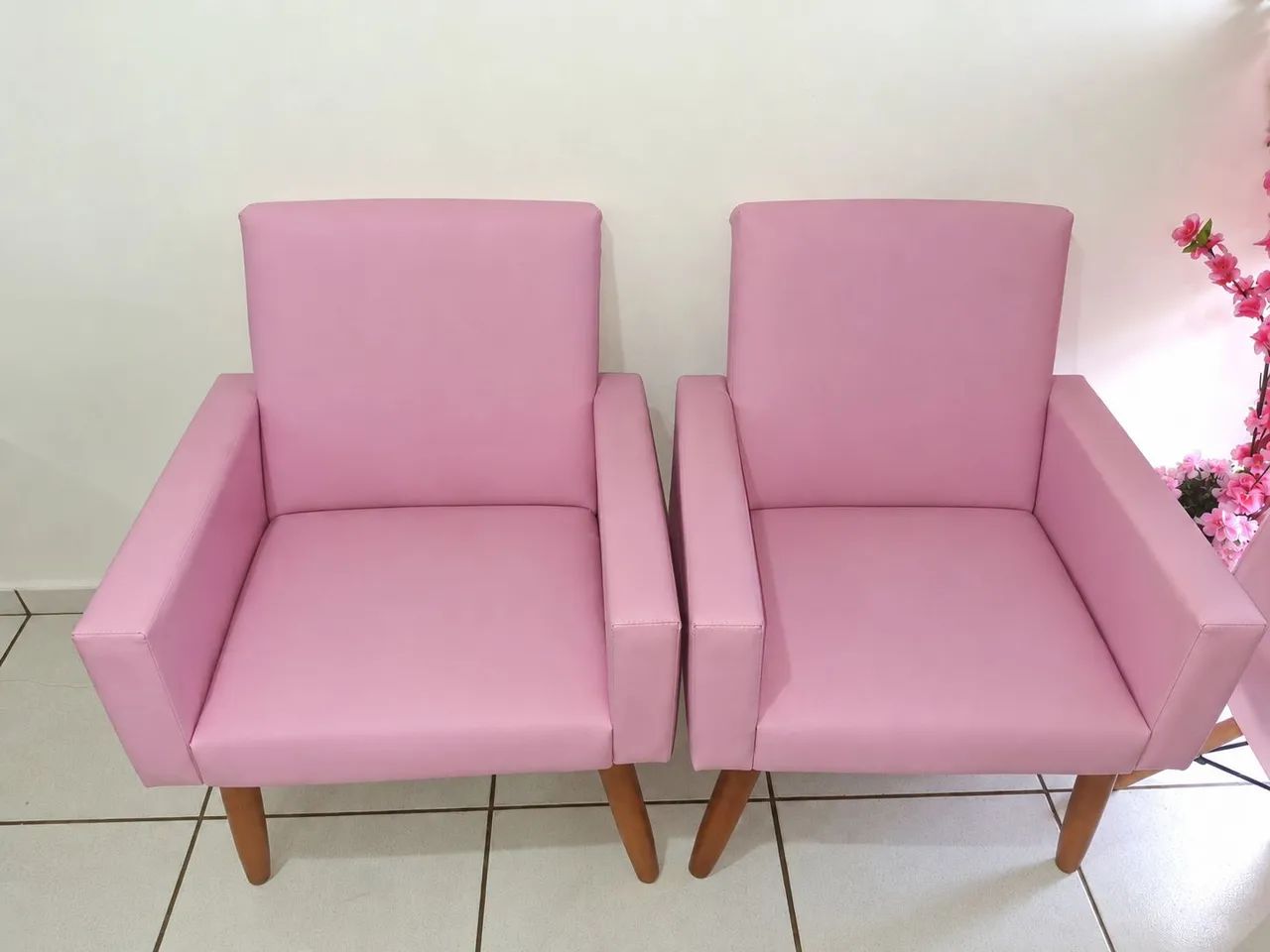 Poltronas de recepção decorativas, kit com 4.