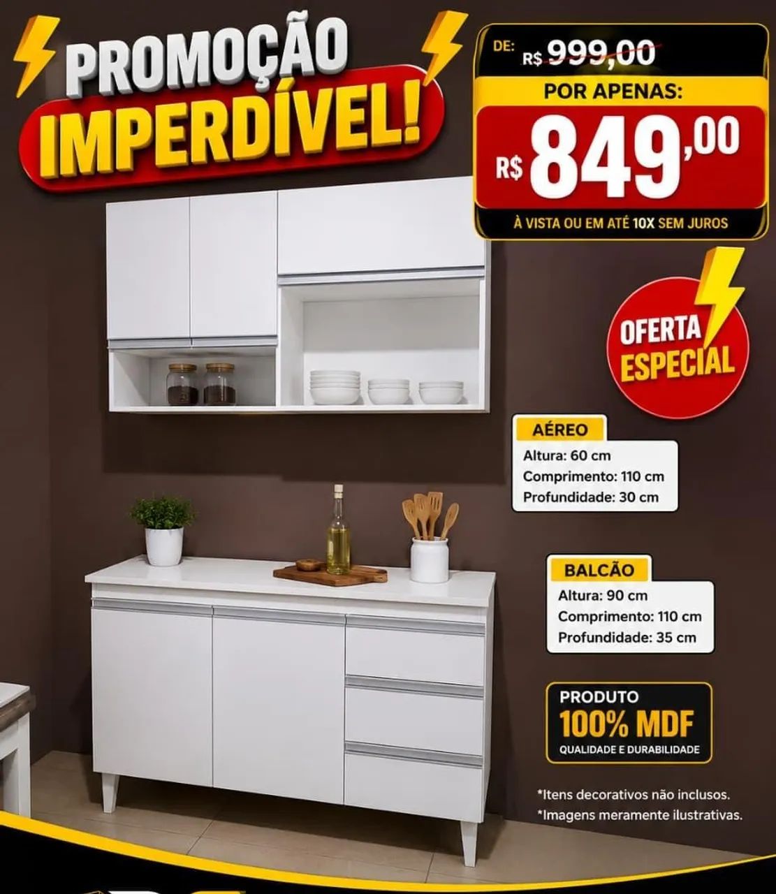 Kit Cozinha 100% MDF