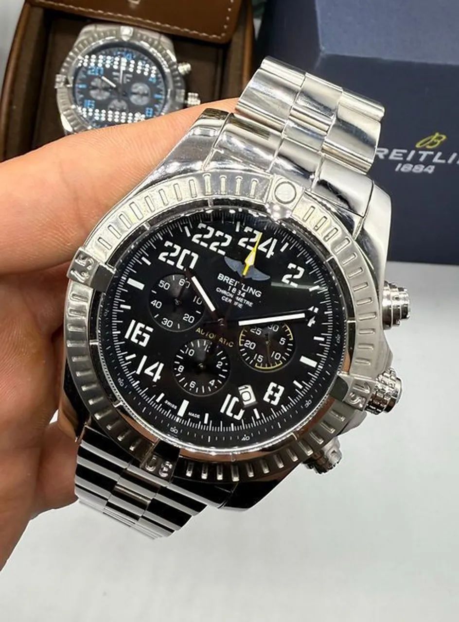 Relógio Estilo Breitling Super Avenger em Aço Inoxidável