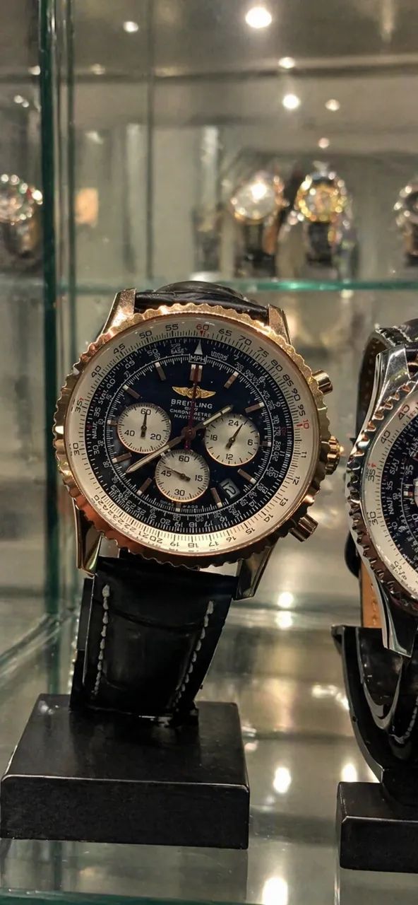 Relógio BREITLING NAVITIMER PULSEIRA DE COURO CAIXA DOURADA - Foto 4