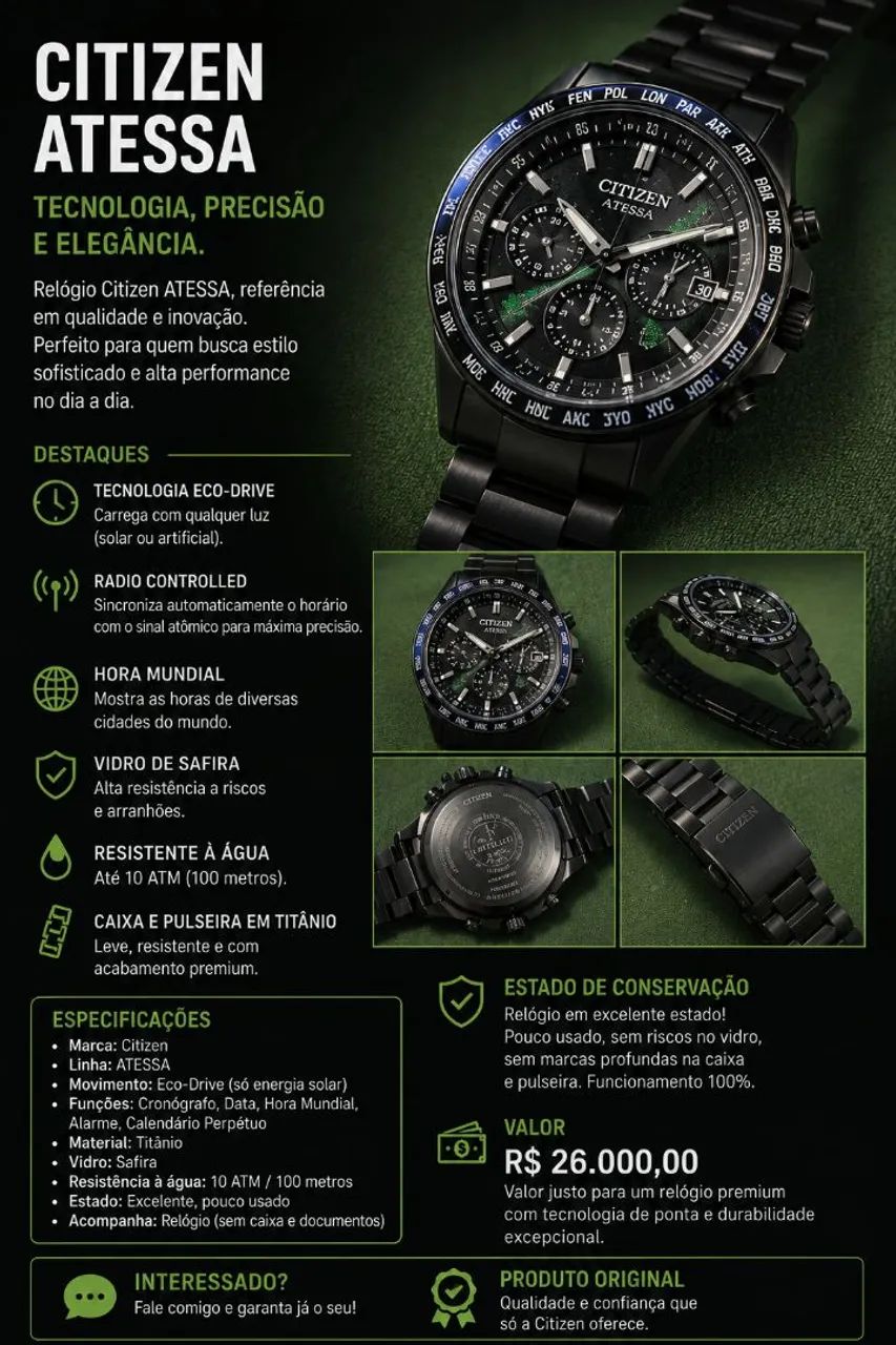 Relógio Citizen attesa eco drive  - Foto 2