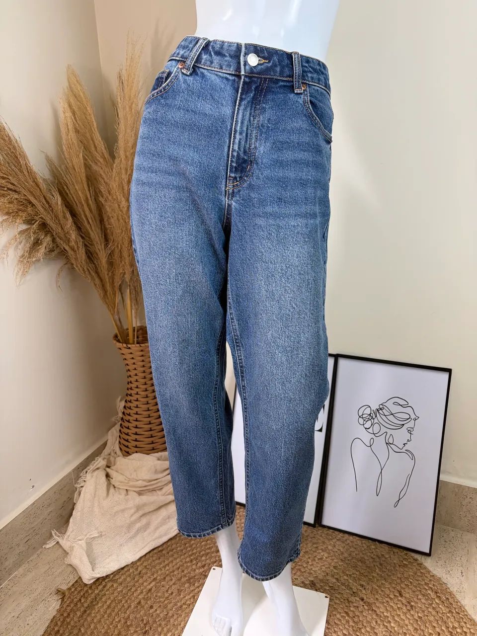 Calça jeans Mom h&m 40 - Foto 4
