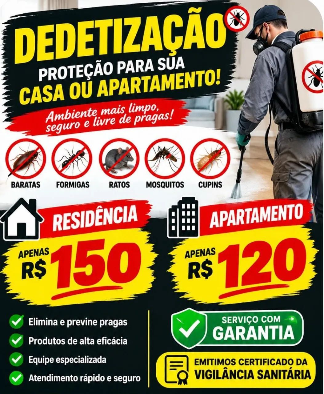 Dedetização promoção residencia e apartamento