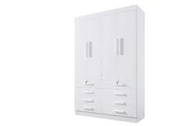 Guarda Roupa Mônaco Plus 4Pts 8Gvs Branco D Doro - Entrega Rápida! 