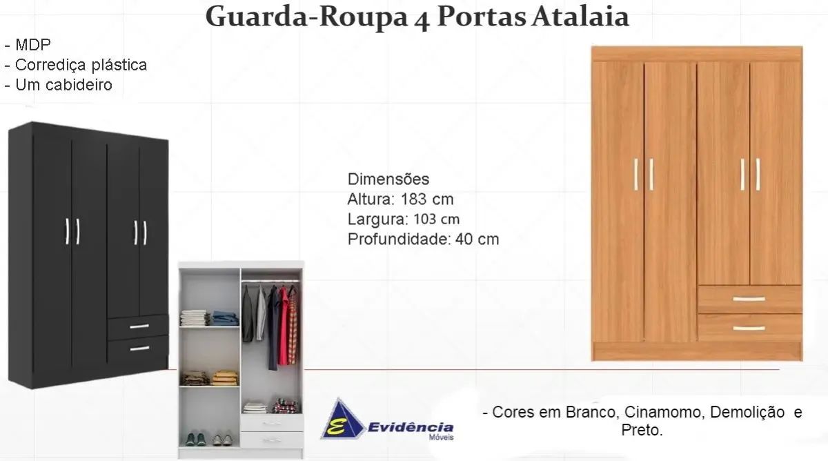 Guarda Roupas infantil 4 portas / 3 cores disponíveis  / pague na entrega  - Foto 6
