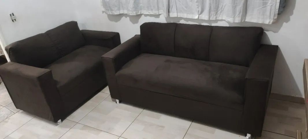 Sofá 2 e 3 lugares Material suede D33 Robusto Confortável Promoção - Foto 5