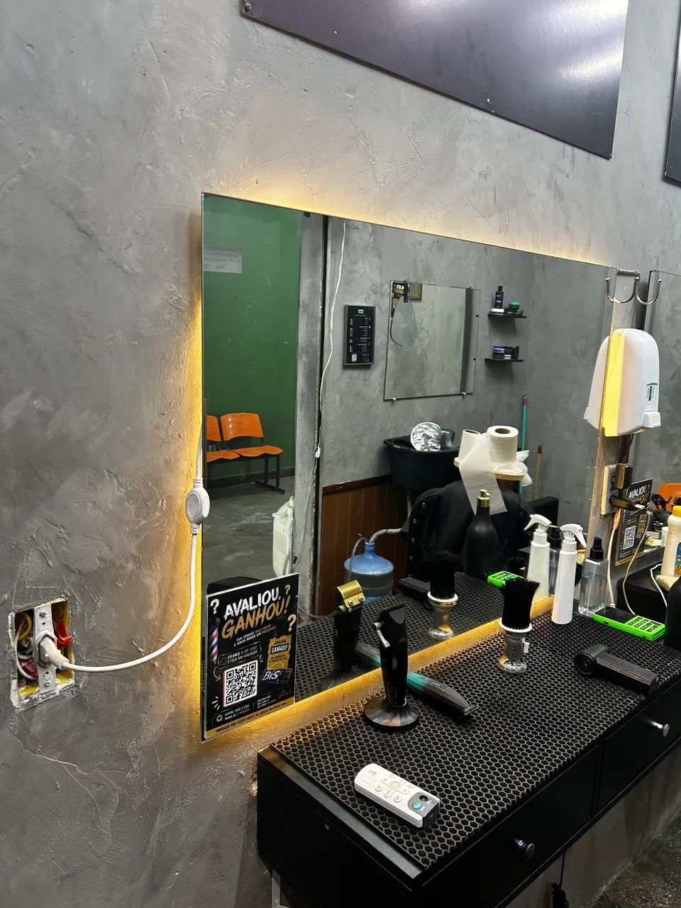Kit bancada + espelho com led