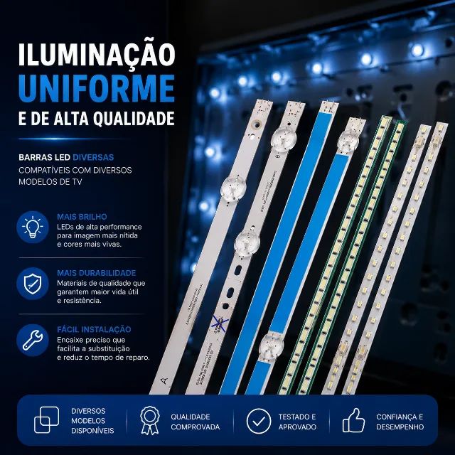  KIT COM DIVERSAS BARRAS DE LED PARA TV  - Foto 3