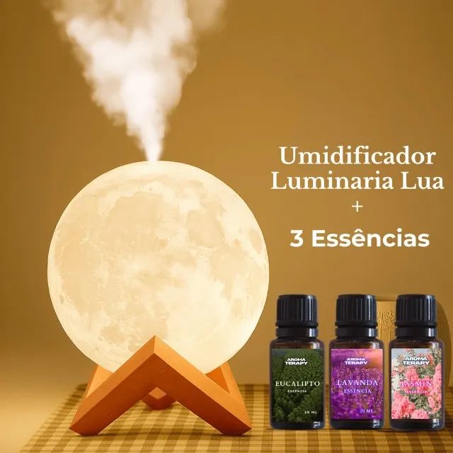 Umidificador 2 em 1 Lua 3D 900ml com Luminária e Difusor de Aromas - Foto 3