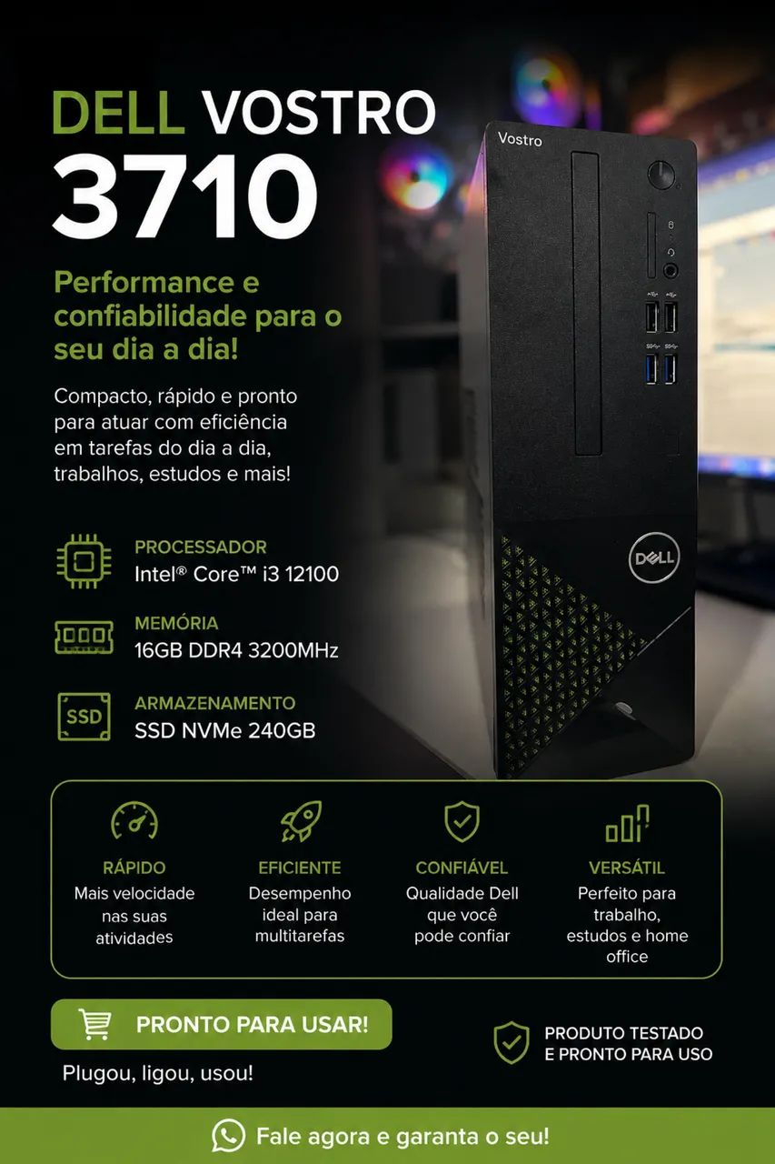 Dell Vostro 3710 i3 12ª Geração | 16GB RAM | SSD NVMe | Super