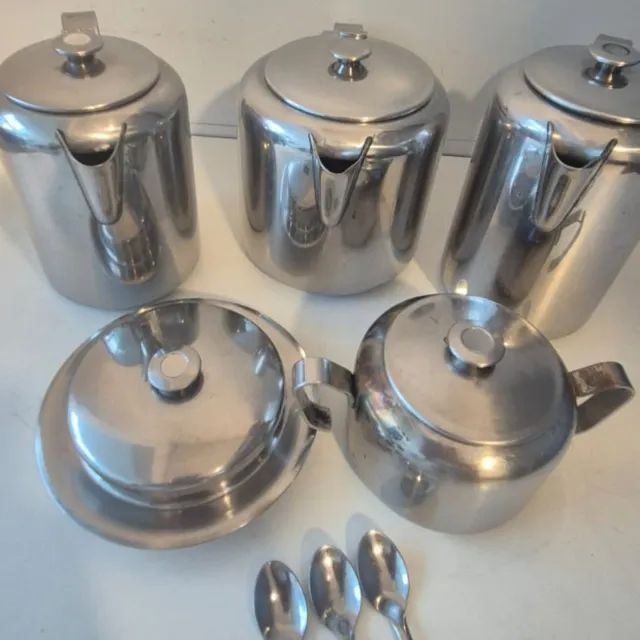 Conjunto De Café E Chá Antigo Em Aço Inox  - Foto 4