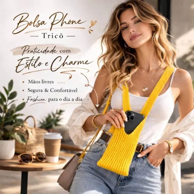 Capa Bolsa Phone Pocket Em Tecido 80cm [Amarelo]  - Foto 2