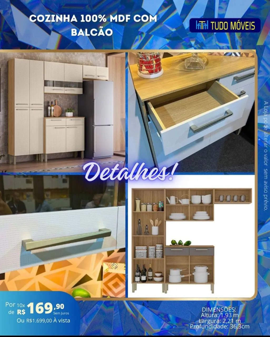 Cozinha completa 100% MDF com Balcão  - Foto 3