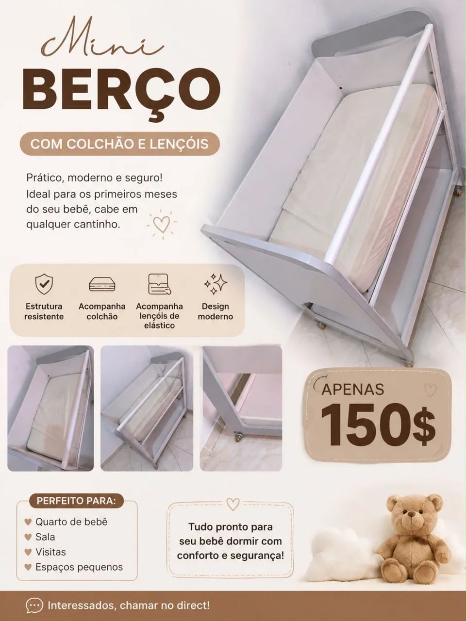 Mini berço com colchão 
