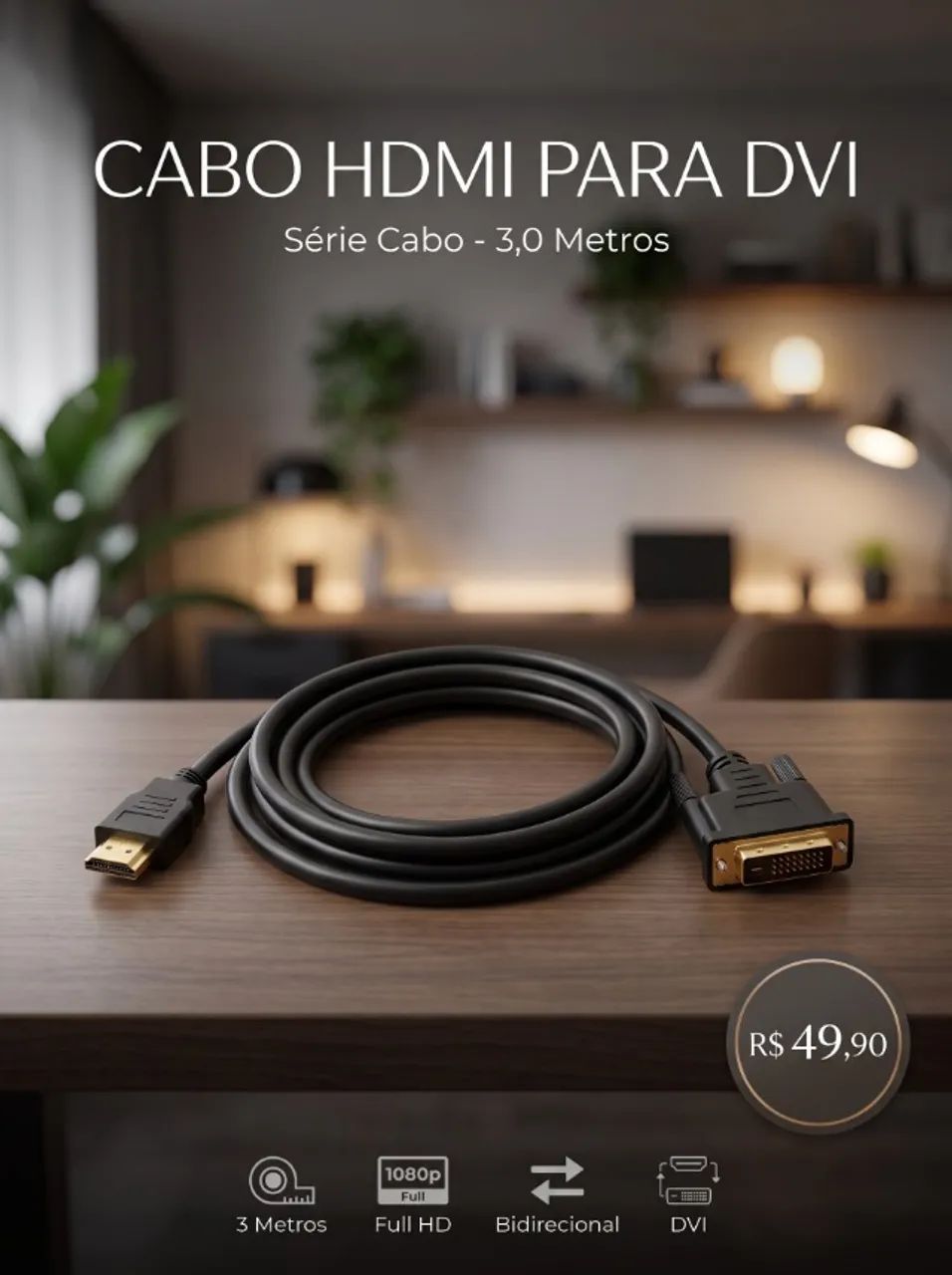 Cabo HDMI x DVIM 3m