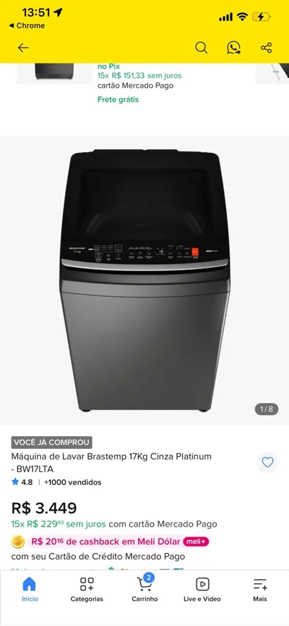 Máquina de Lavar Brastemp 