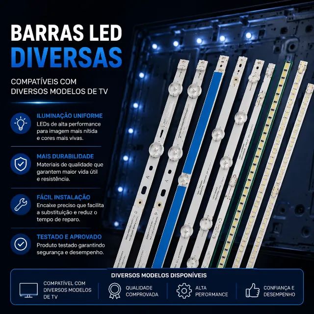  KIT COM DIVERSAS BARRAS DE LED PARA TV  - Foto 5