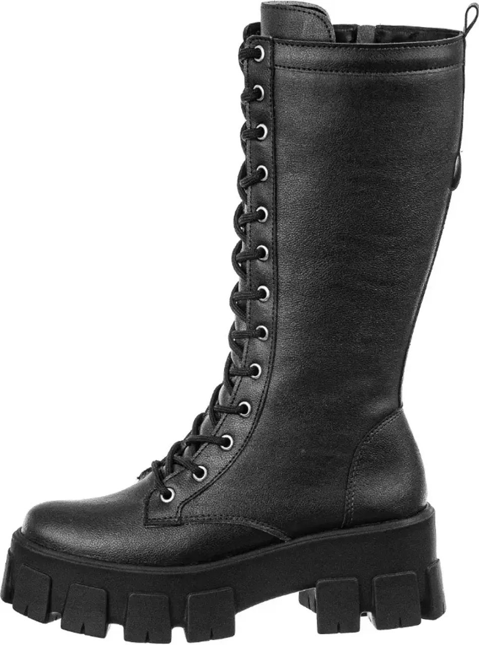 Bota Feminina Coturno Cano Longo Ajustável Com Zíper Moda - Foto 5