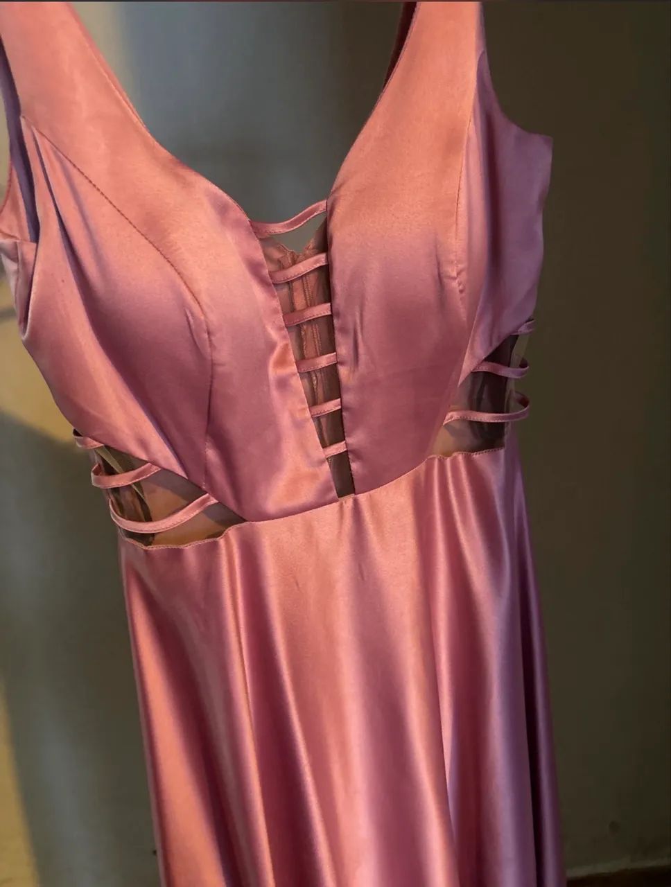Vestido de cetim rosa pimenta  - Foto 2