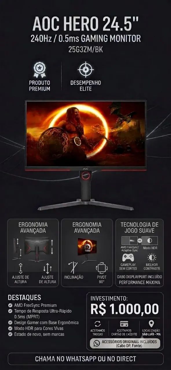 Monitor Aoc 24.5 240hz