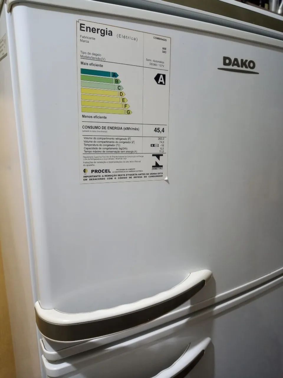 Geladeira Dako Duplex com defeito 