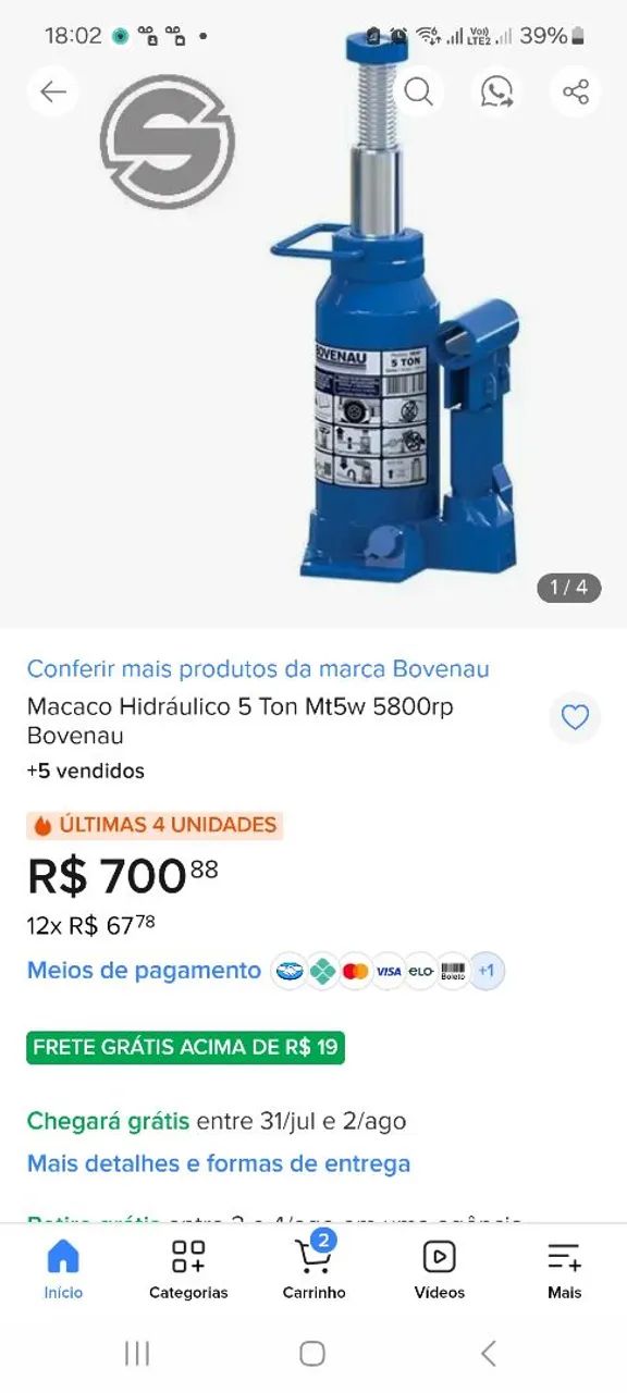 Macaco hidraulico vw - Foto 2