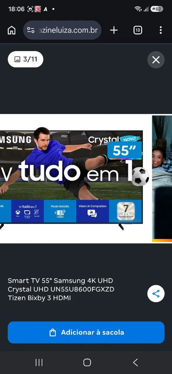 TV SAMSUNG 55' 4K UHD + suporte flexível gratuito  em garantia com nota fiscal