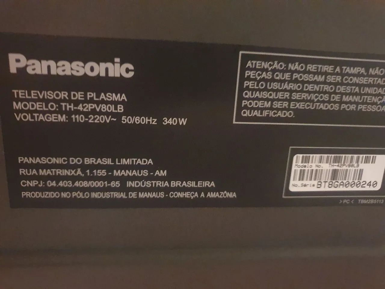 TV PANASONIC 42 PL ,COM DEFEITO NAS ENTRADAS DE ANTENA,HDMI, VÍDEO  - Foto 4