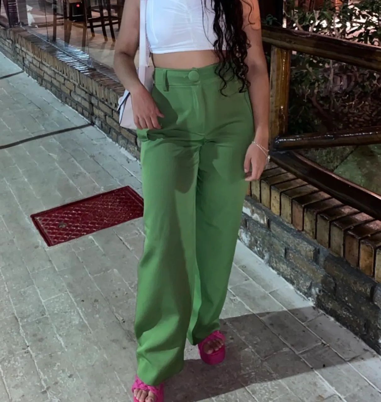 Calça verde de alfaiataria 