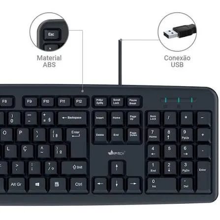 Teclado com fio USB, ABNT2, Preto, KF100, App-Tech CX 1 UN - Foto 3