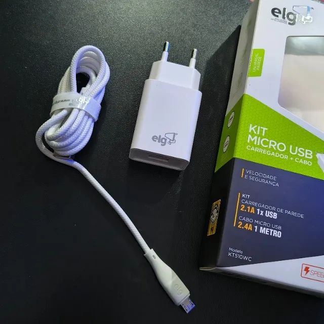 Carregador 5v micro usb para celular + cabo micro usb, cabo trançado reforçado original el - Foto 5