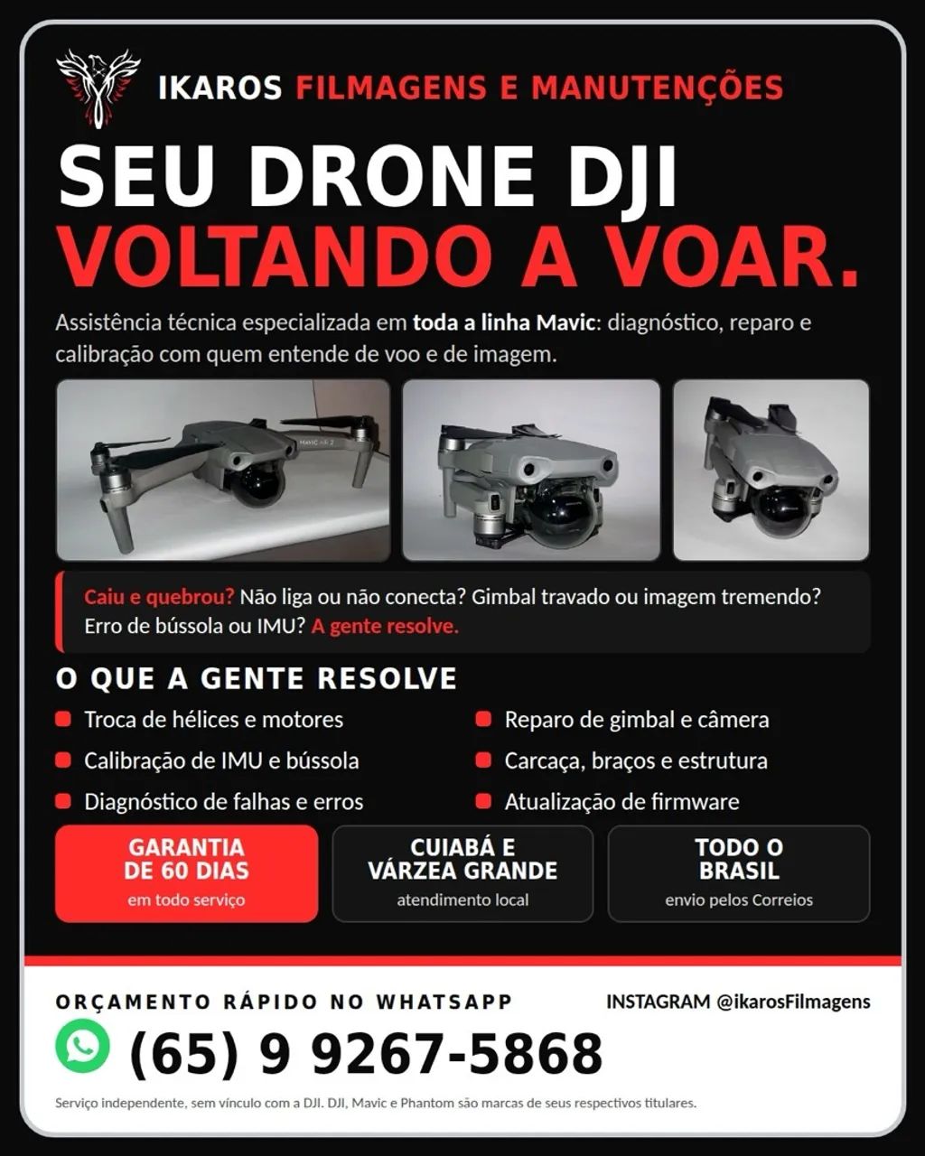 Manutenção de Drone DJI: Mavic Air, Mavic Mini e Phantom 