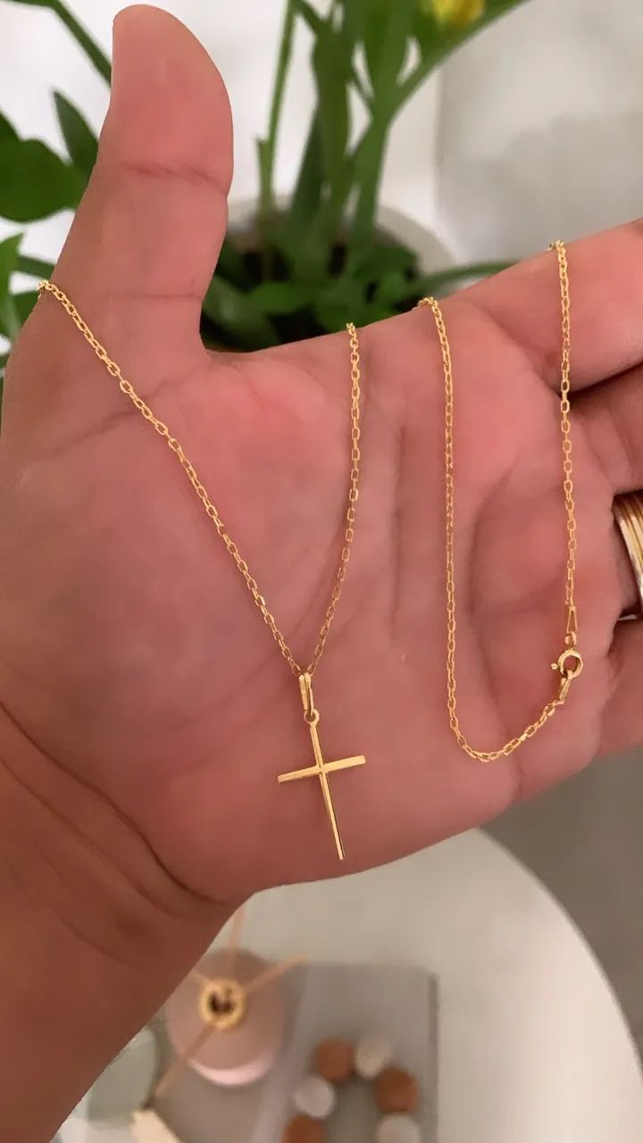 Corrente Cadeado de Prata Banhada a Ouro - Foto 2