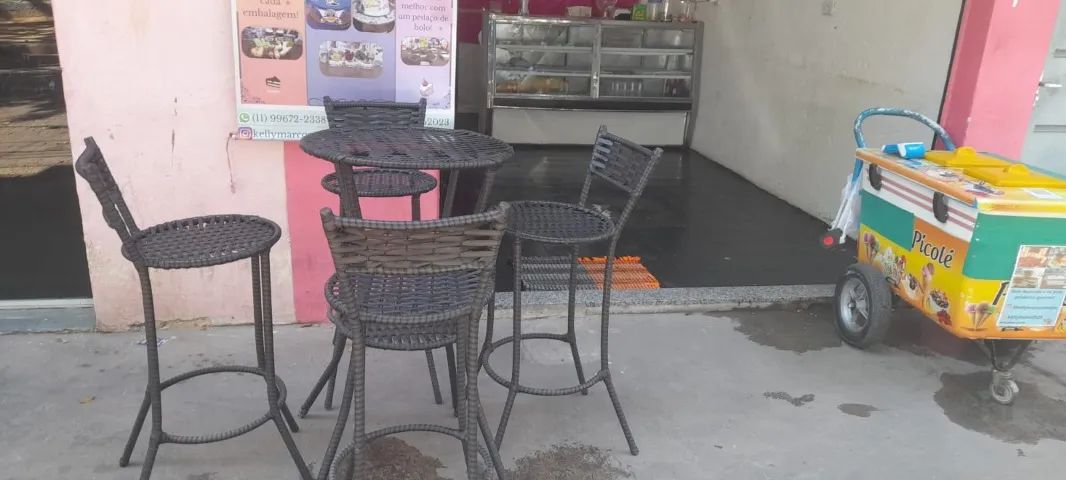 conjunto de mesa bistrô alta e redonda - Foto 4