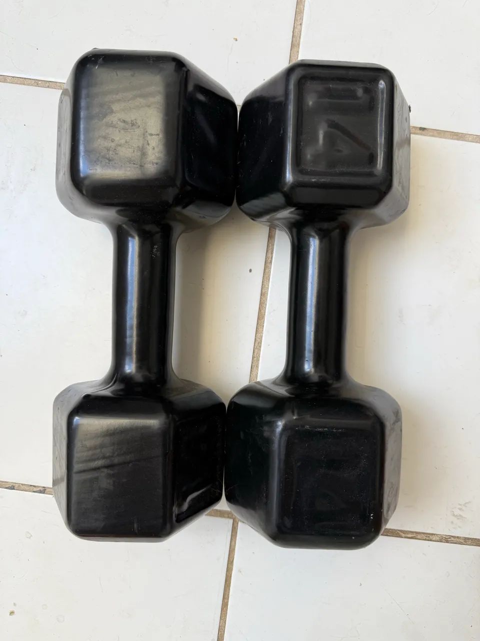 Par Halter 14 Kg Emborrachado Sextavado Peso Total 28kg Preto