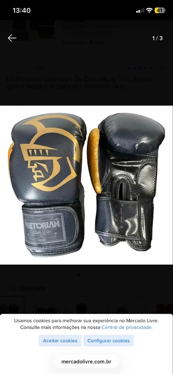 Luva de boxe pretorian black line 14oz