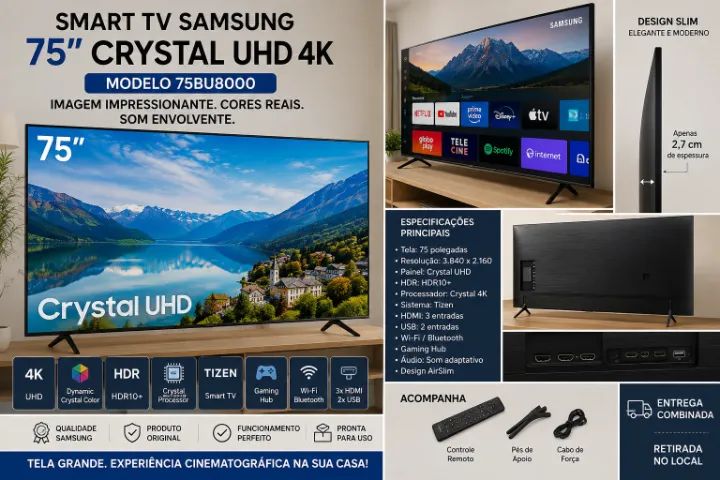 TV 75" Samsung Crystal UHD 4K