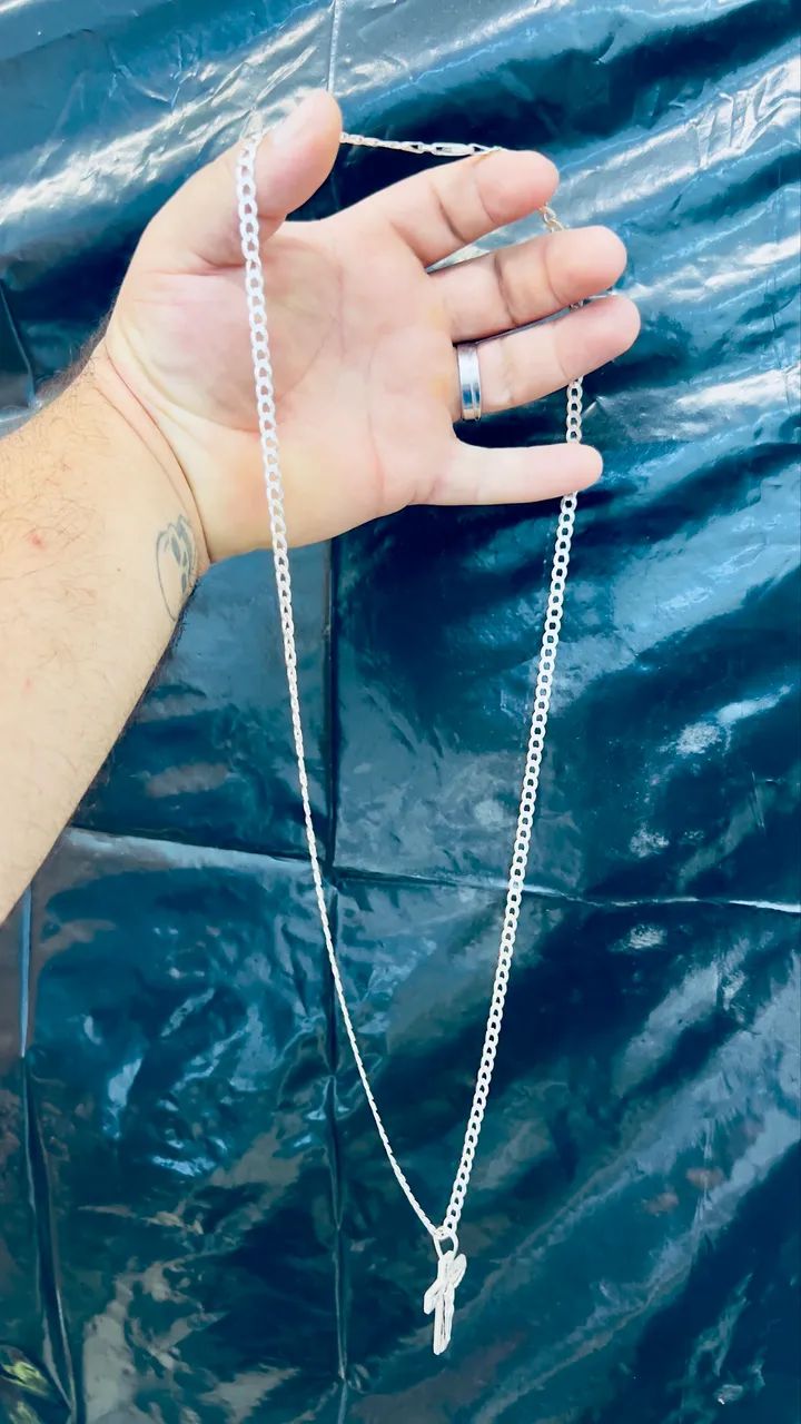Corrente de Prata + Pingente Crucifixo  - Foto 3