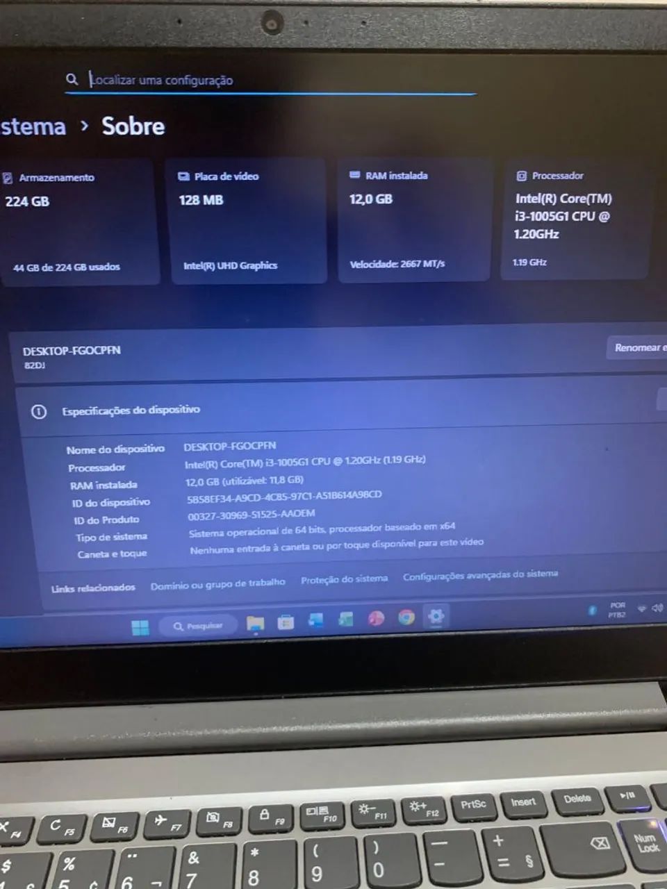 Notebook Lenovo Core i3 / 12GB RAM / SSD 240GB / 10° Geração  - Foto 4