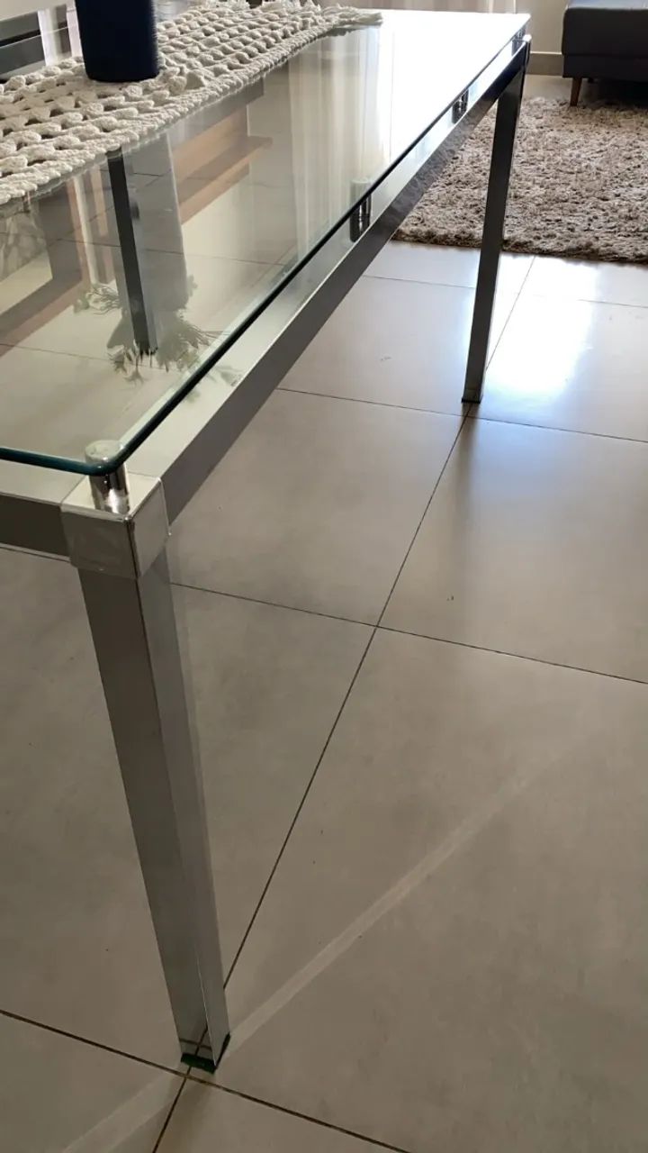 Mesa de jantar inox com tampo de vidro - Foto 2