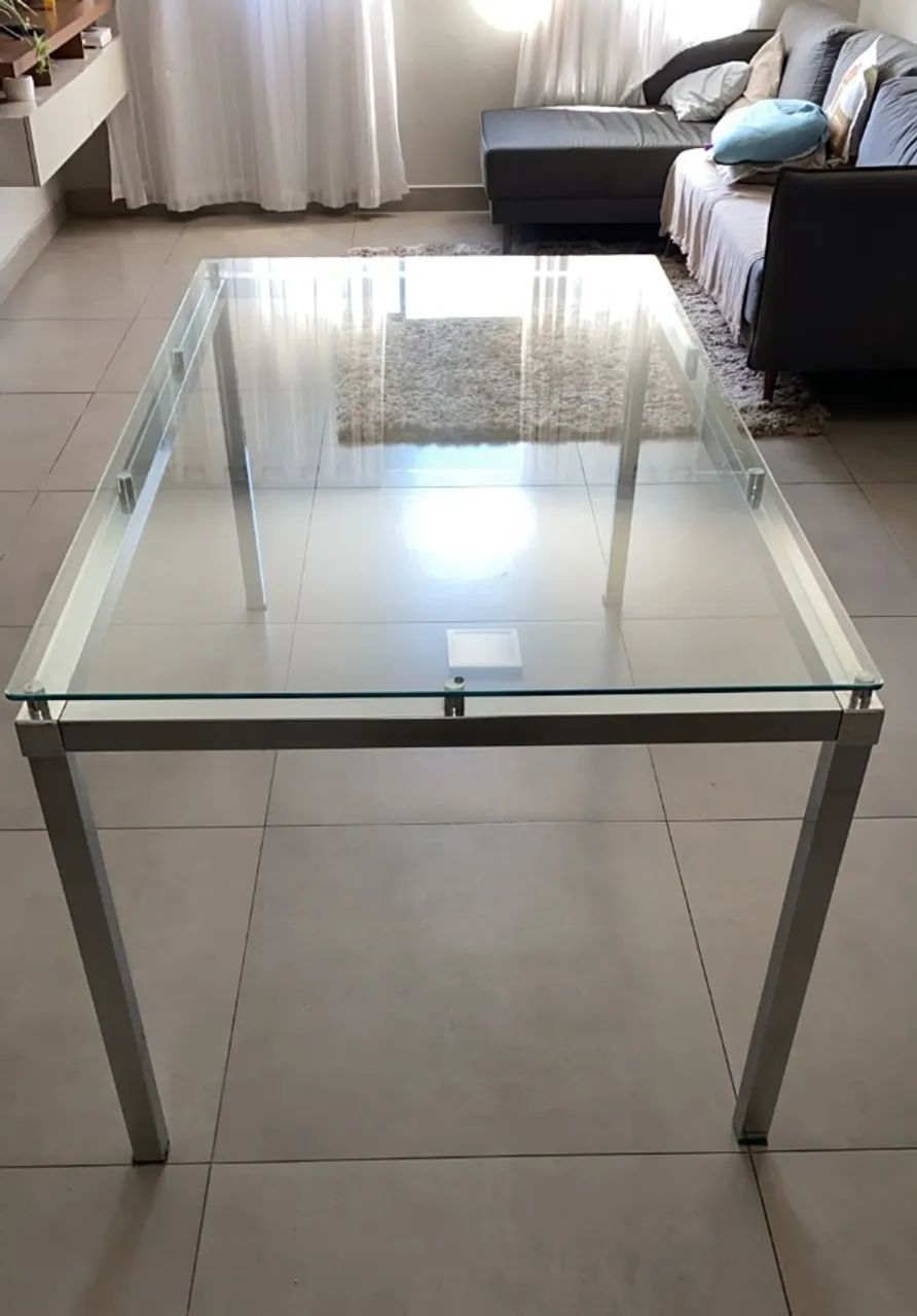Mesa de jantar inox com tampo de vidro - Foto 4