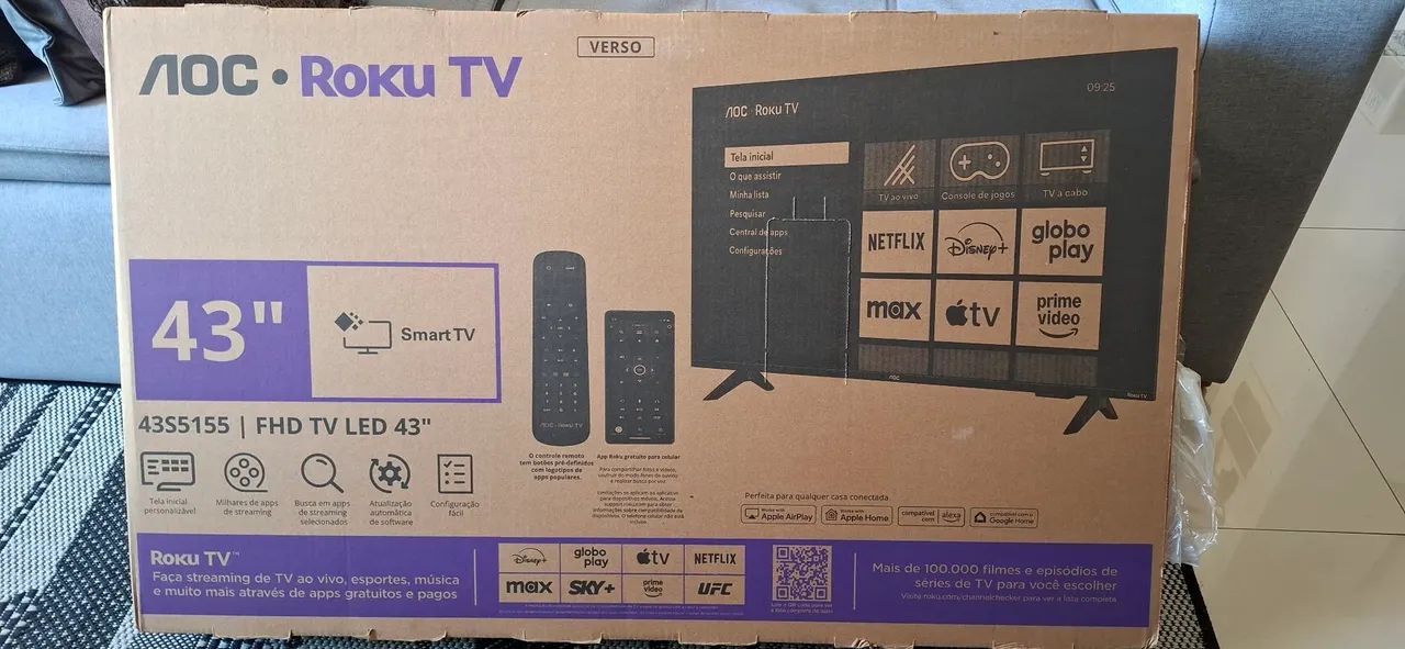 Vendo Smart TV AOC Roku de 43 polegadas, modelo 43S5155/78G. - Foto 2