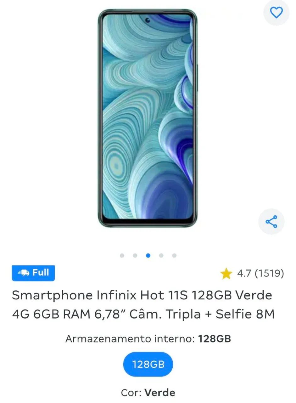 Smartphone infinix hot 11s 128gb novo com NFC  - Foto 4