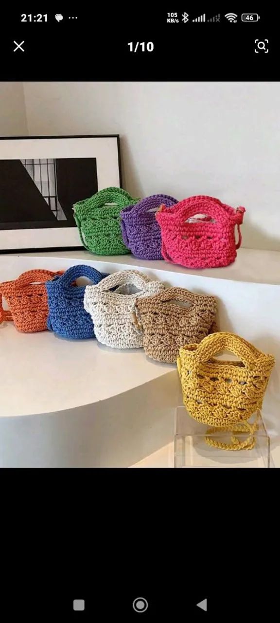 Bolsa de crochê e fio de malha  - Foto 4
