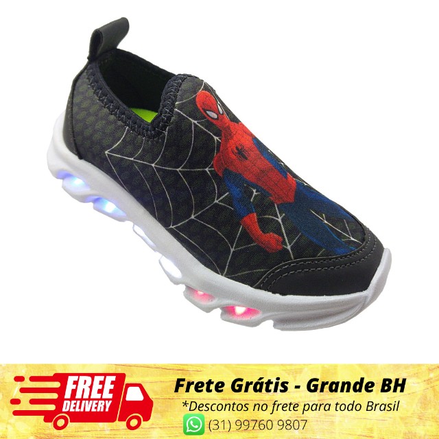 Tênis Infantil Luzinha Masculino Kid Star Homem Aranha