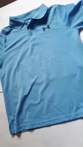 Camisa Polo Infantil Meninos - Azul Claro -Tam G (7/8) Marca Under Armour - Seminova - Foto 3