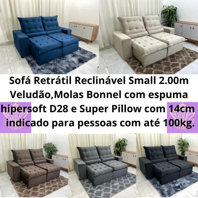 Sofá Retrátil Reclinável  2.00m Veludão LD