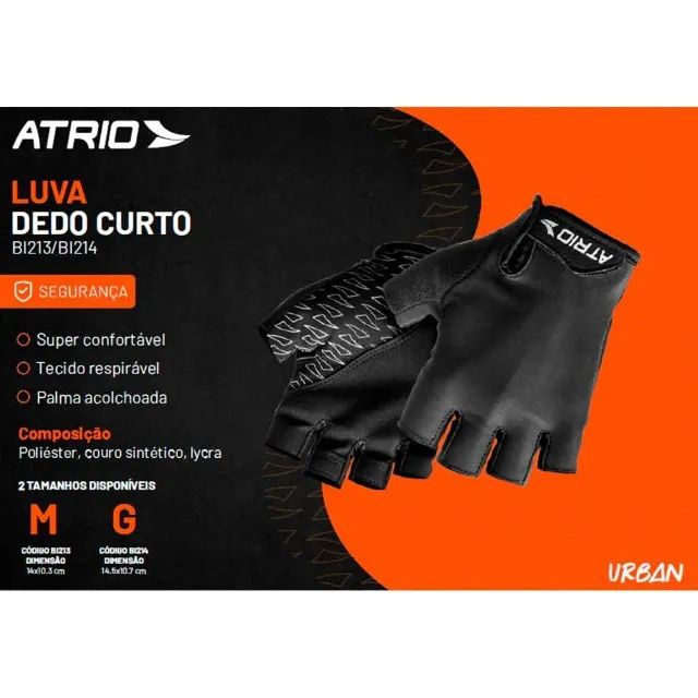 Luvas Ciclismo Dedo Curto ou Longo Atrio - Preto G ou M - Foto 5