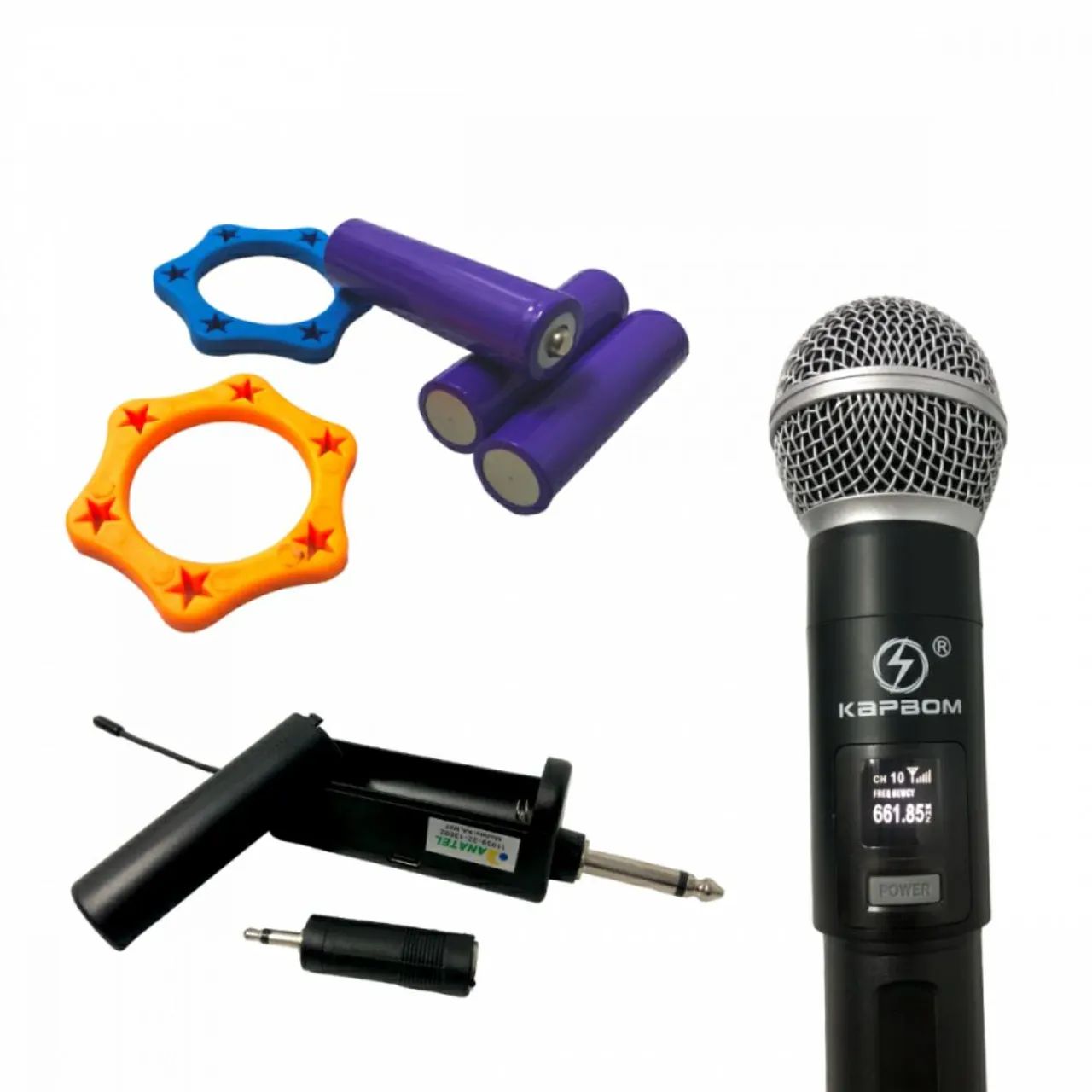 Microfone duplo sem fio recarregável dinâmico ótimo desempenho na pronta entrega! - Foto 2